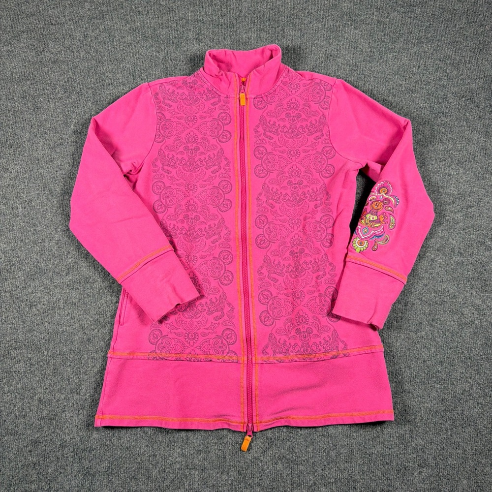 Disney Parks Full Zip Sweatshirt‎ Women Medium Pink Paisley Mickey Mouse